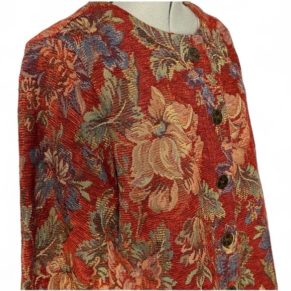 COLDWATER CREEK FLORAL TAPESTRY JACKET‎ SIZE WOMANS PETITE MEDIUM - Picture 3 of 9